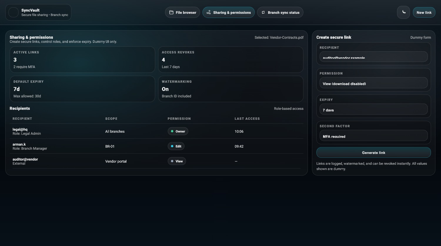 SyncVault Sharing Permissions